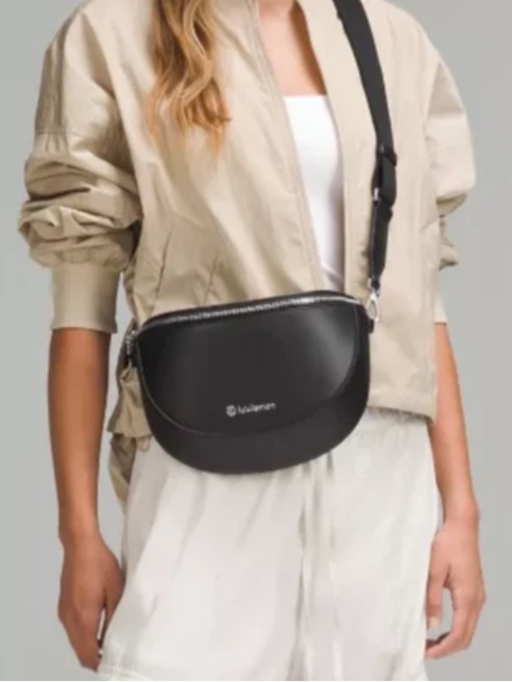 lululemon athletica Black Cactus Leather-Alternative Crossbody Saddle Bag